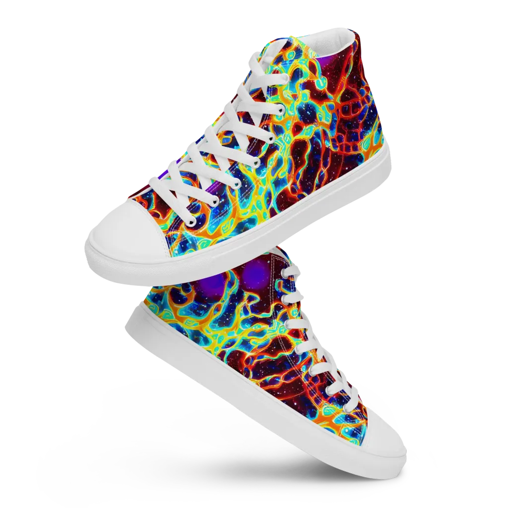 Supernova Tangle on Men's High Top Canvas Shoes — Front