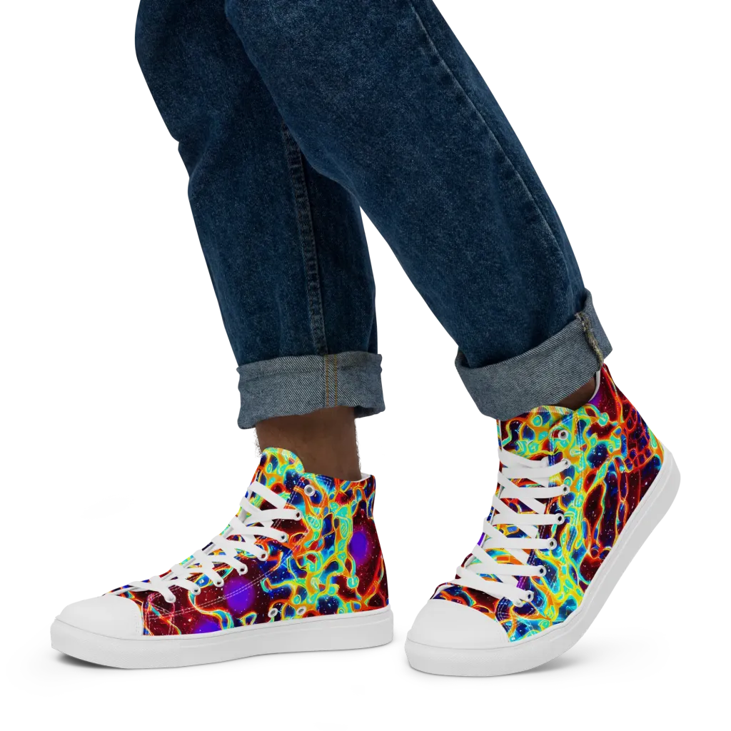 Supernova Tangle on Men's High Top Canvas Shoes — Left