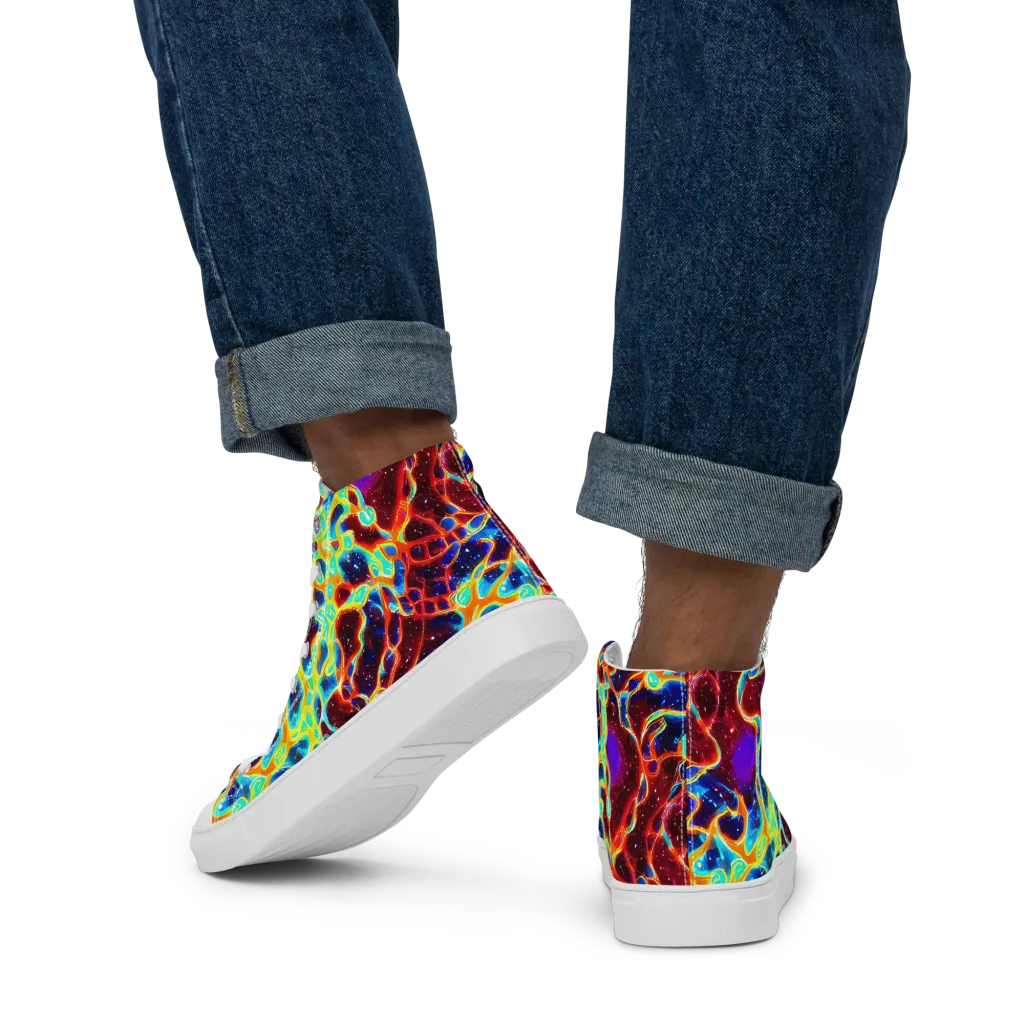 Supernova Tangle on Men's High Top Canvas Shoes — Back