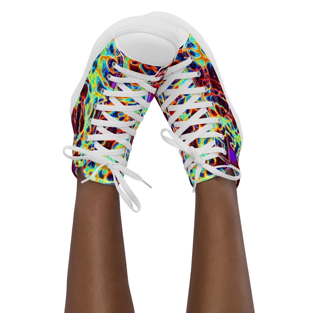 Supernova Tangle on Women's High Top Canvas Shoes — Front