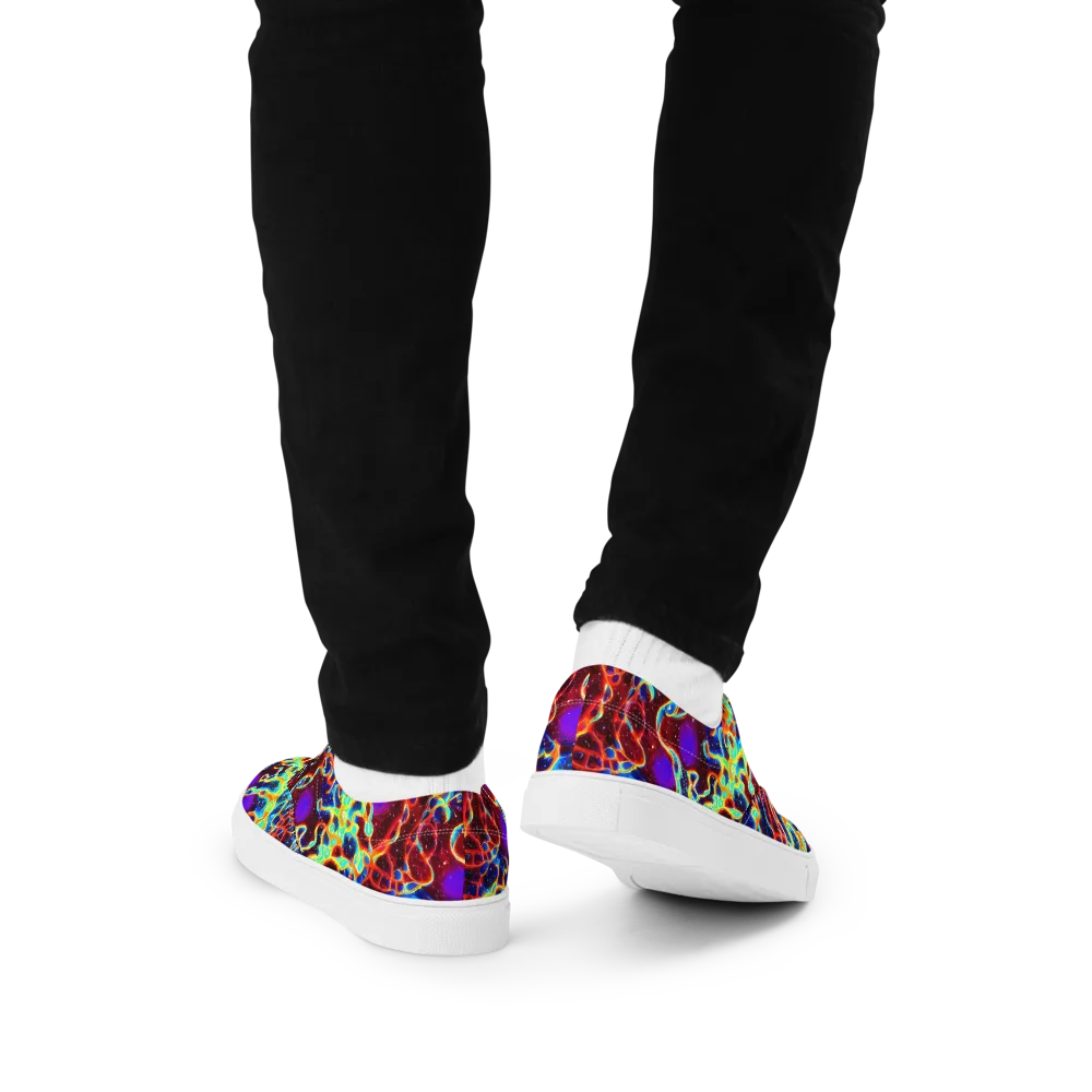 Supernova Tangle on Men's Lace-Up Canvas Shoes — Back