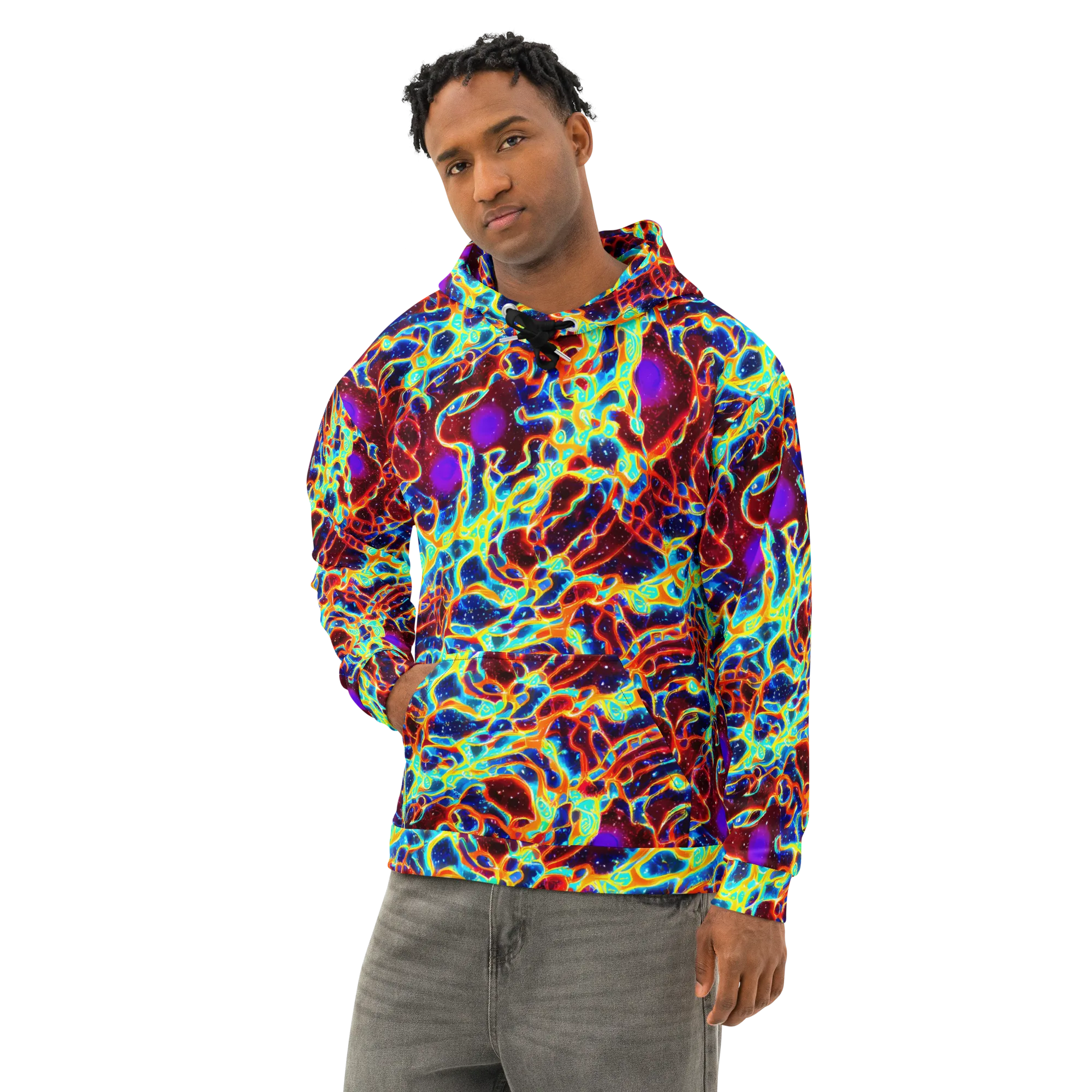 Supernova Tangle on Cotton Hoodie — Left Front