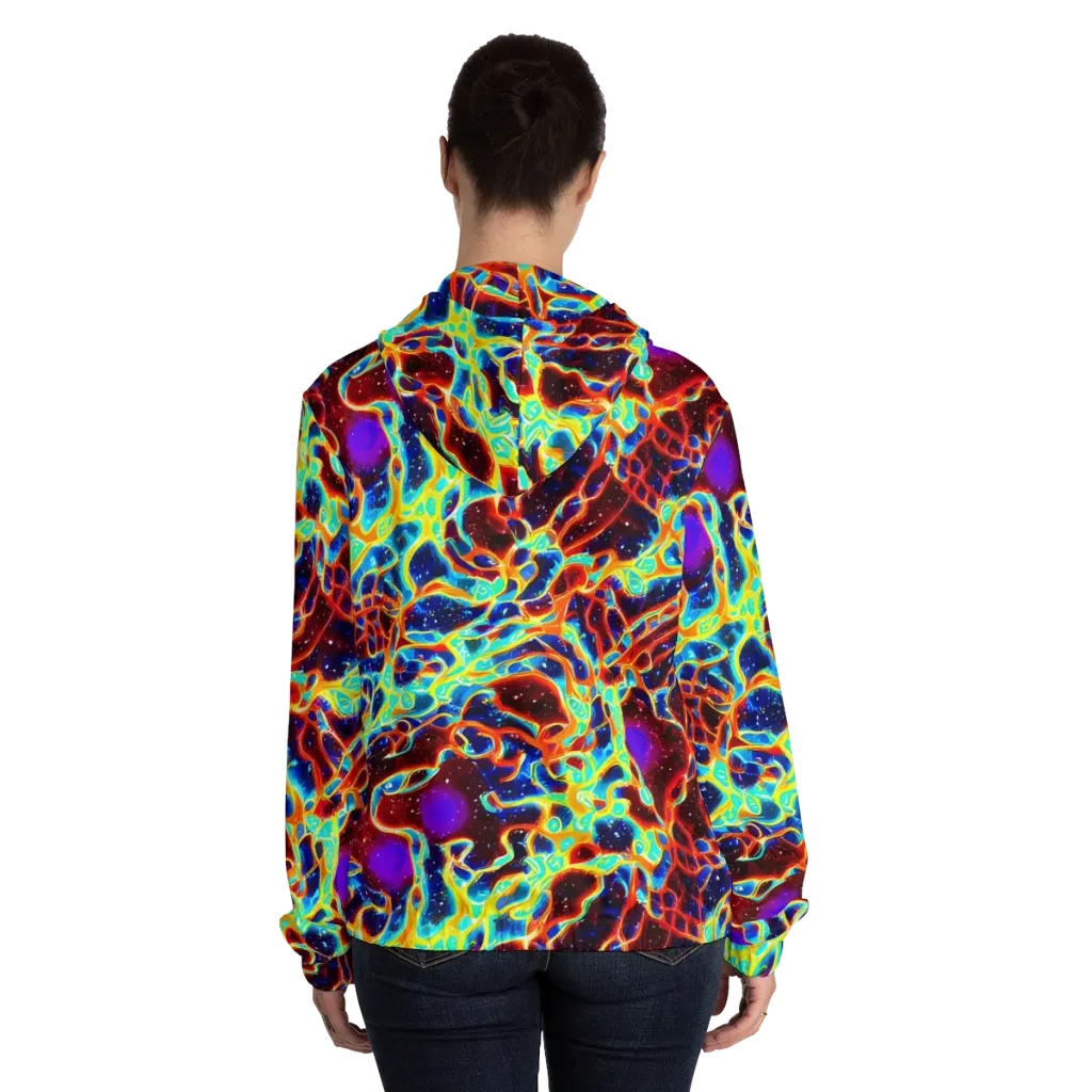 Supernova Tangle on Women's Full-Zip Hoodie — Back On Person