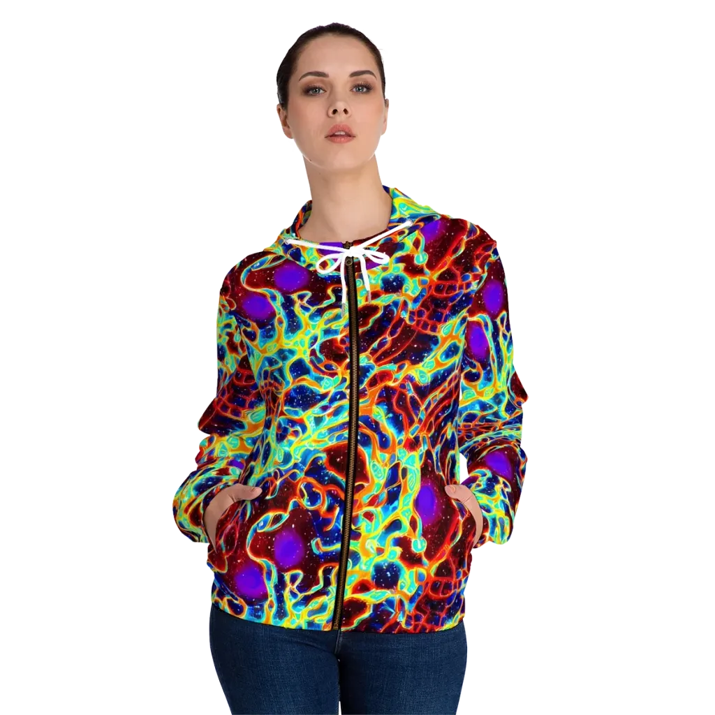 Supernova Tangle on Women's Full-Zip Hoodie — Front On Person