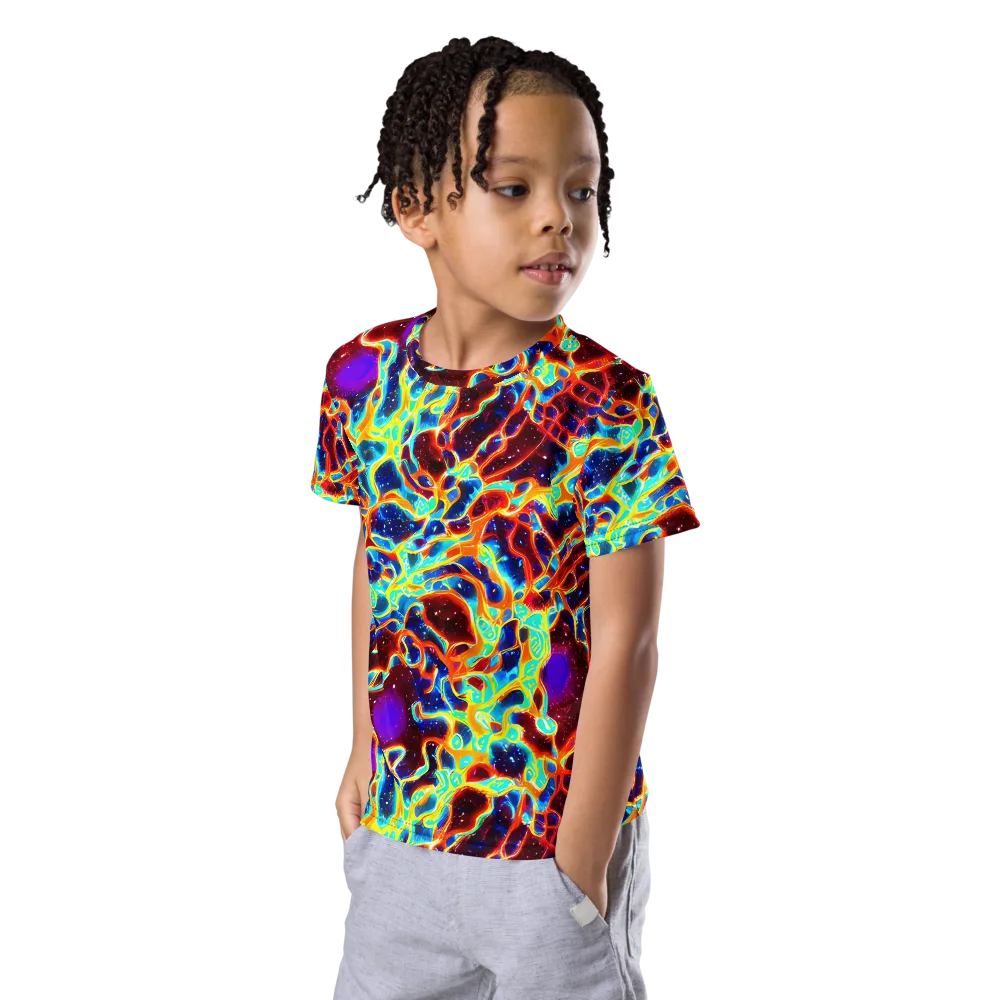 Supernova Tangle on Kids Crew Neck T-Shirt — Left Front