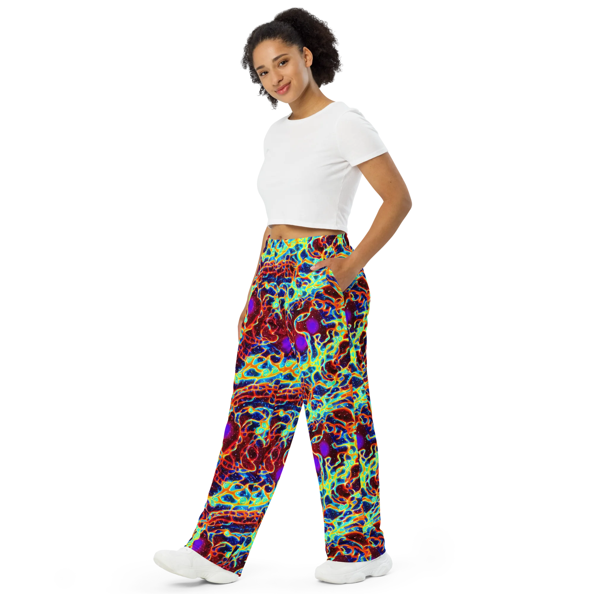 Supernova Tangle on Wide-Leg Pants — Left Front