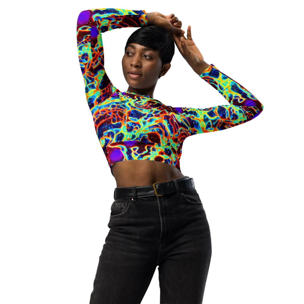Supernova Tangle on Long Sleeve Crop Top — Front