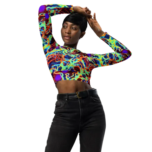 Supernova Tangle on a Long Sleeve Crop Top