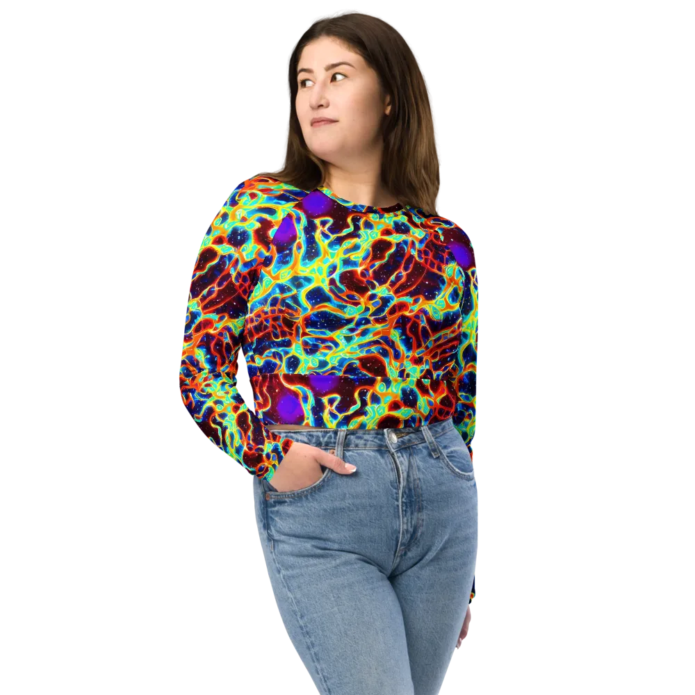 Supernova Tangle on Long Sleeve Crop Top — Front