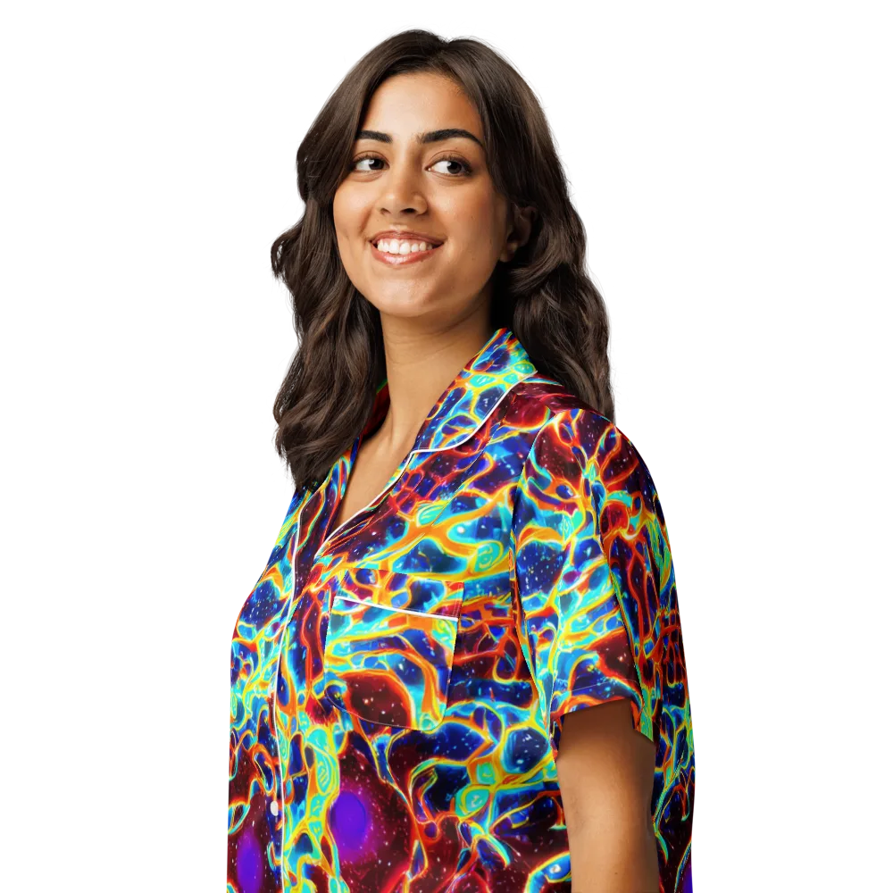 Supernova Tangle on Women's Short Sleeve Pajama Top — Left Front
