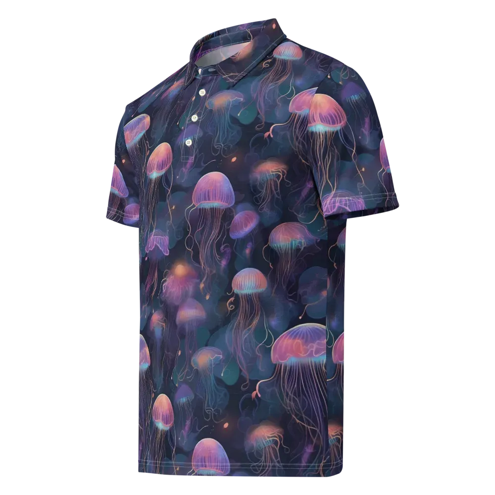 Neon Moon Jelly on Men's Slim Fit Polo Shirt — Left Front