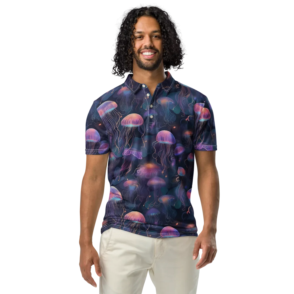 Neon Moon Jelly on Men's Slim Fit Polo Shirt — Front