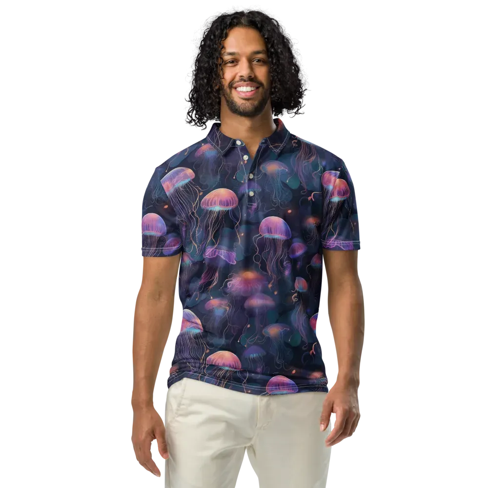 Neon Moon Jelly on Men's Slim Fit Polo Shirt — Front