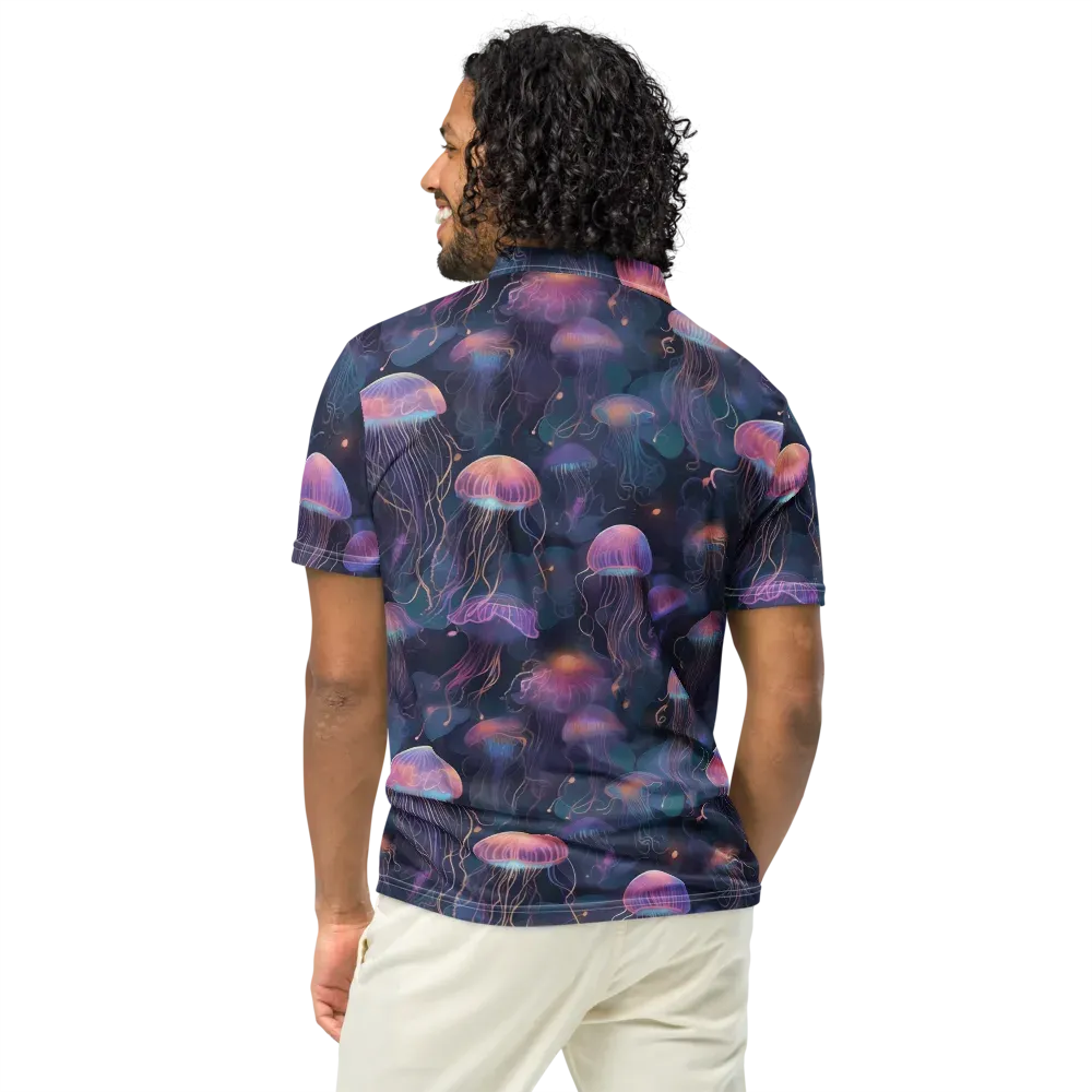 Neon Moon Jelly on Men's Slim Fit Polo Shirt — Back