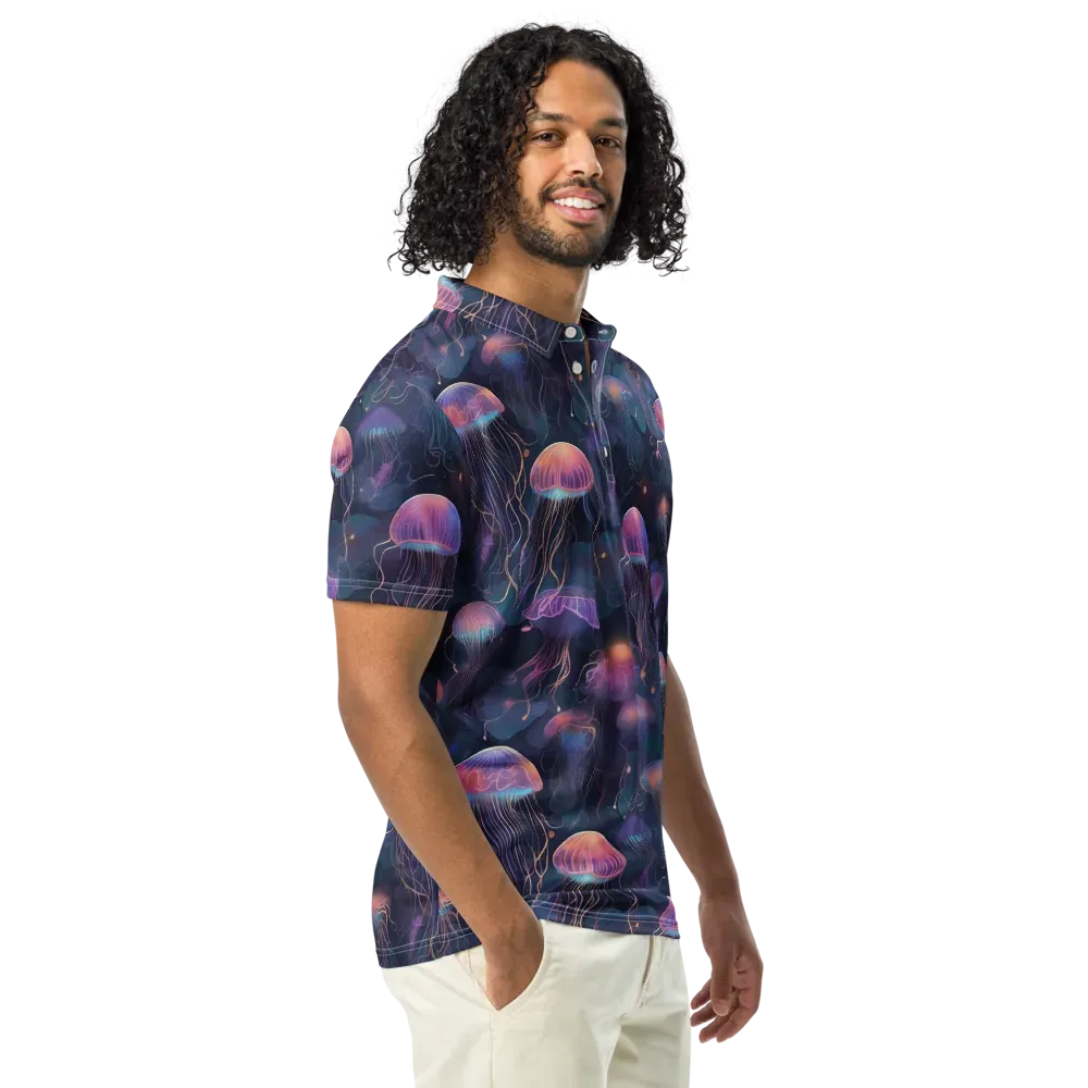 Neon Moon Jelly on Men's Slim Fit Polo Shirt — Right Front