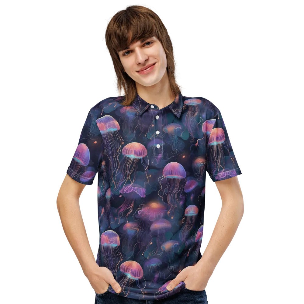 Neon Moon Jelly on Men's Slim Fit Polo Shirt — Front