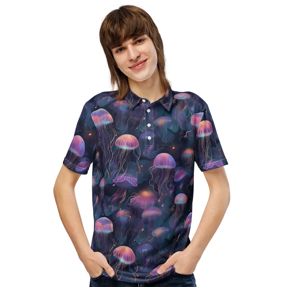 Neon Moon Jelly on Men's Slim Fit Polo Shirt — Front