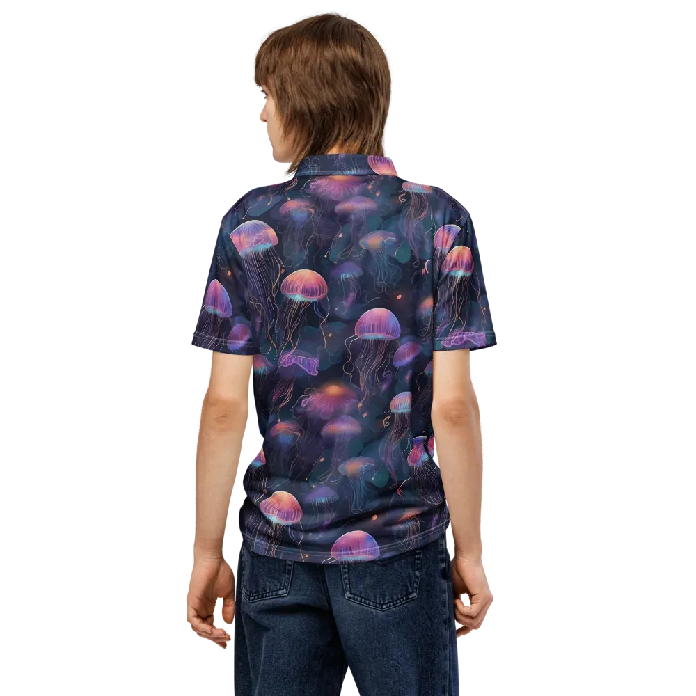 Neon Moon Jelly on Men's Slim Fit Polo Shirt — Back