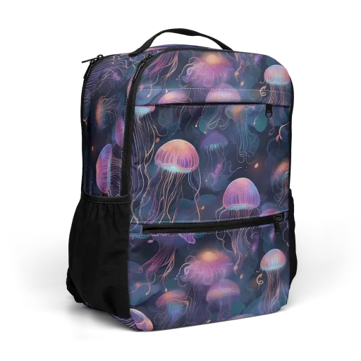 Neon Moon Jelly on a Utility Backpack