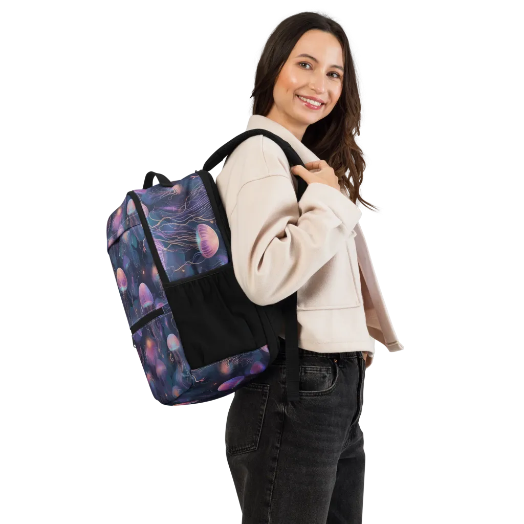 Neon Moon Jelly on Utility Backpack — Right