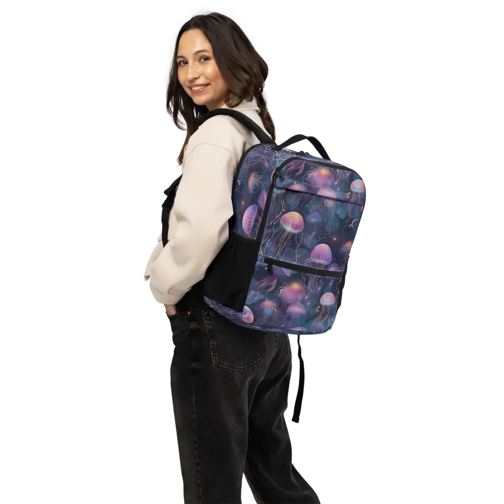 Neon Moon Jelly on Utility Backpack — Back