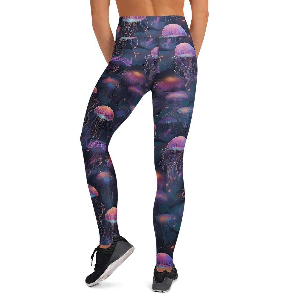 Neon Moon Jelly on Yoga Leggings — Back