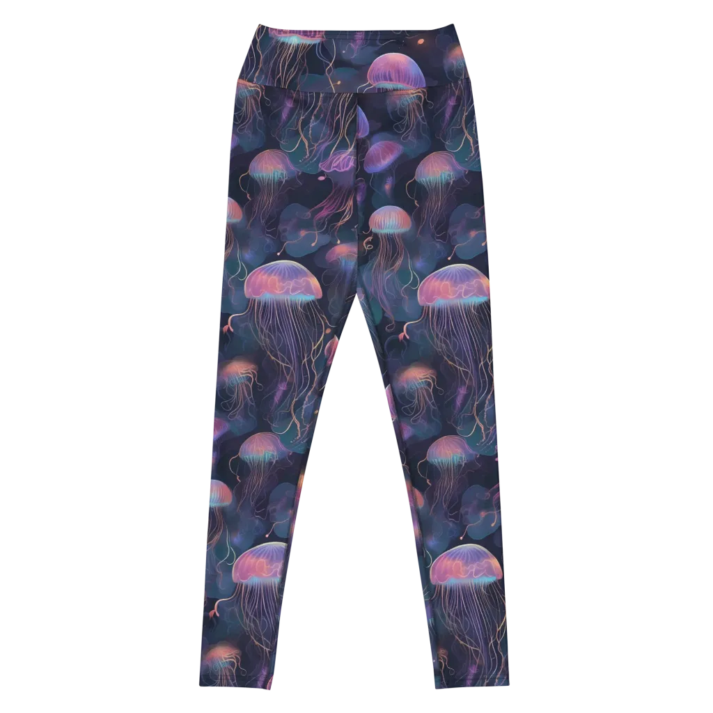 Neon Moon Jelly on Yoga Leggings — Front