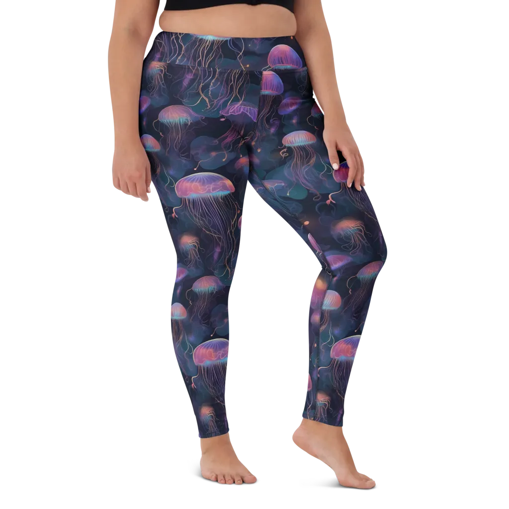 Neon Moon Jelly on Yoga Leggings — Front
