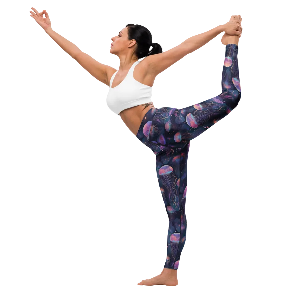 Neon Moon Jelly on Yoga Leggings — Left