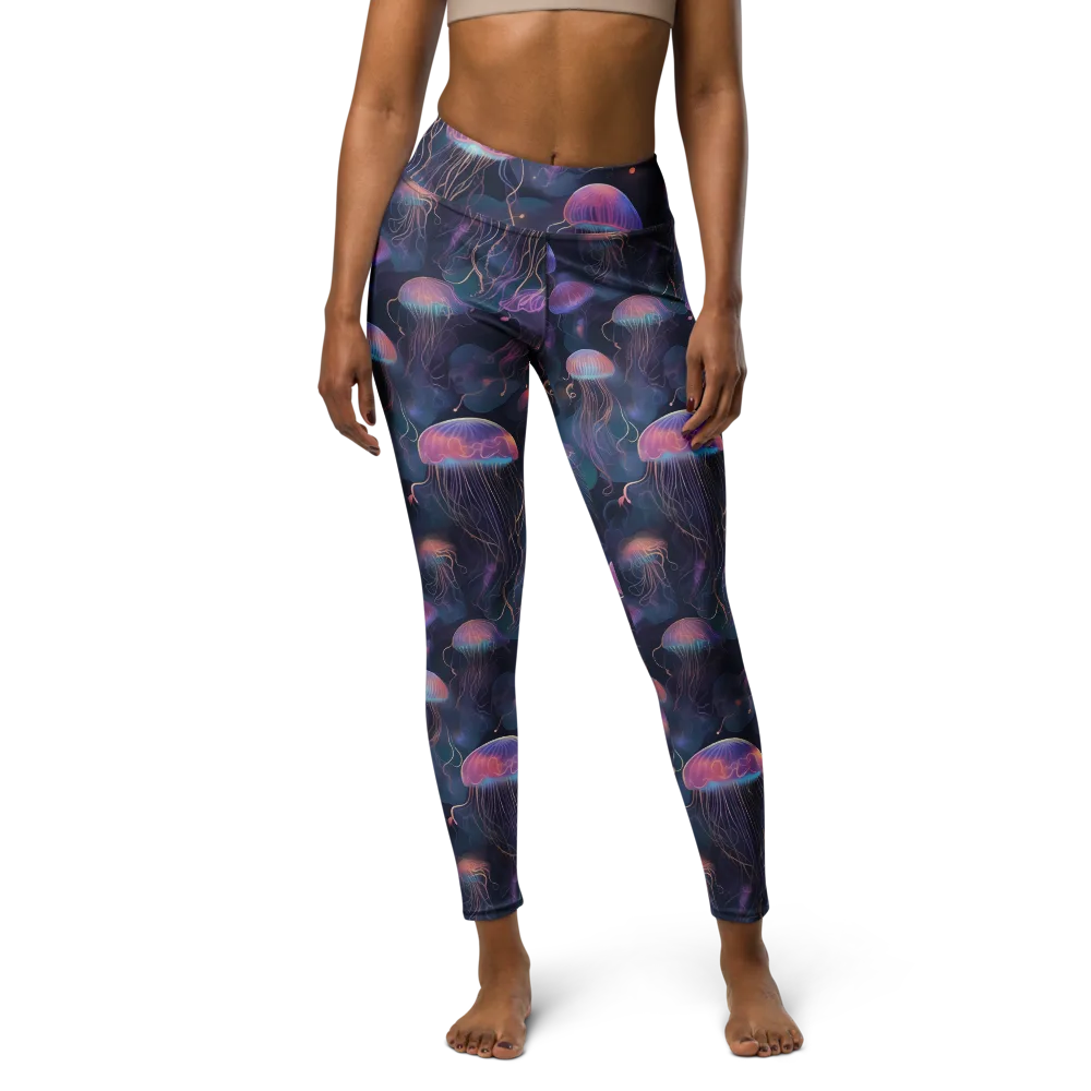Neon Moon Jelly on Yoga Leggings — Front