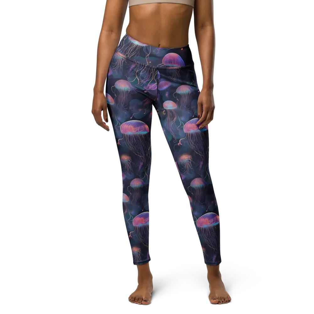 Neon Moon Jelly on Yoga Leggings — Front