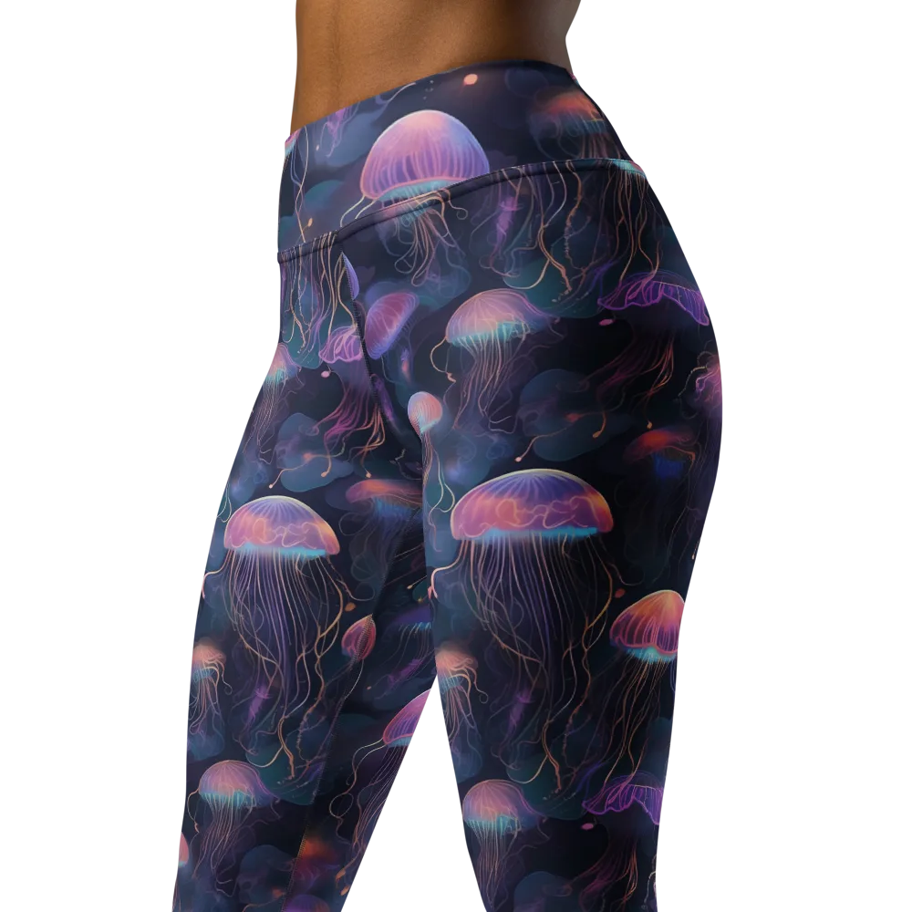 Neon Moon Jelly on Yoga Leggings — Left Front