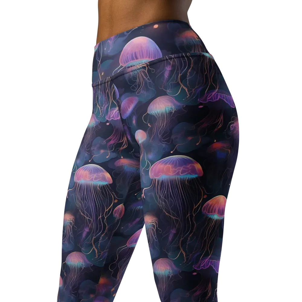 Neon Moon Jelly on Yoga Leggings — Left Front