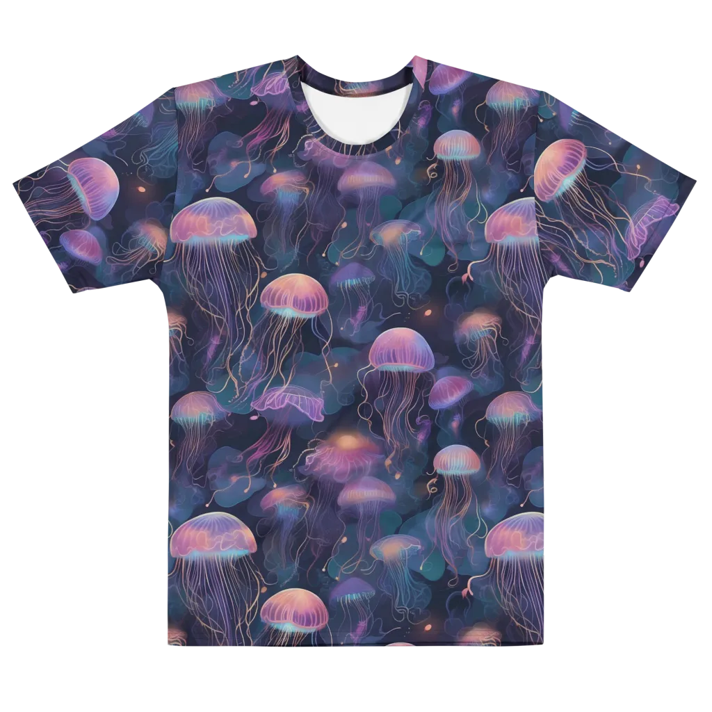 Neon Moon Jelly on Men's Cotton Crew Neck T-Shirt — Front