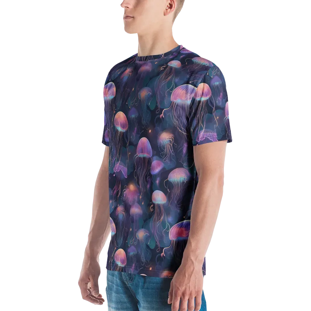Neon Moon Jelly on Men's Crew Neck T-Shirt — Left