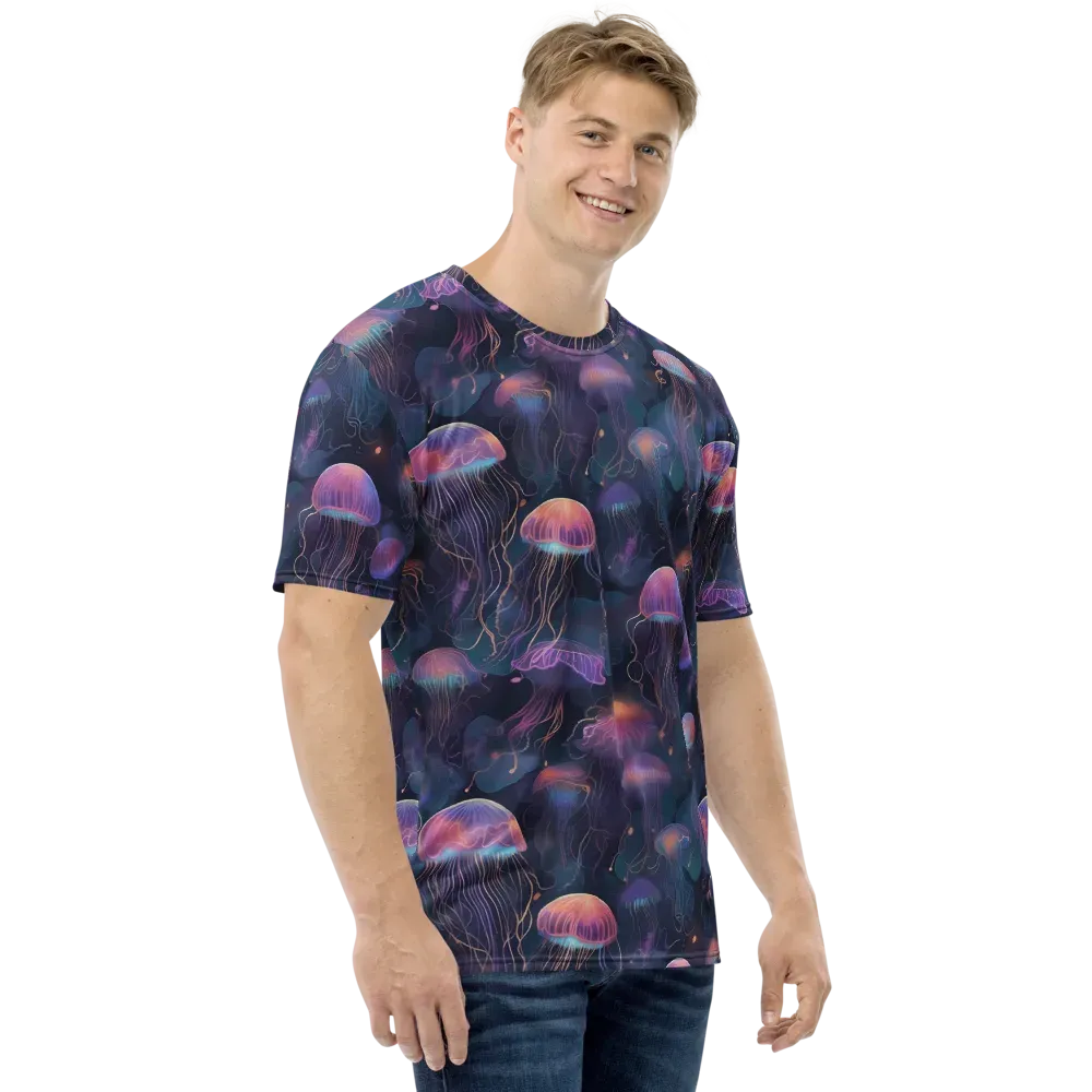 Neon Moon Jelly on Men's Crew Neck T-Shirt — Right