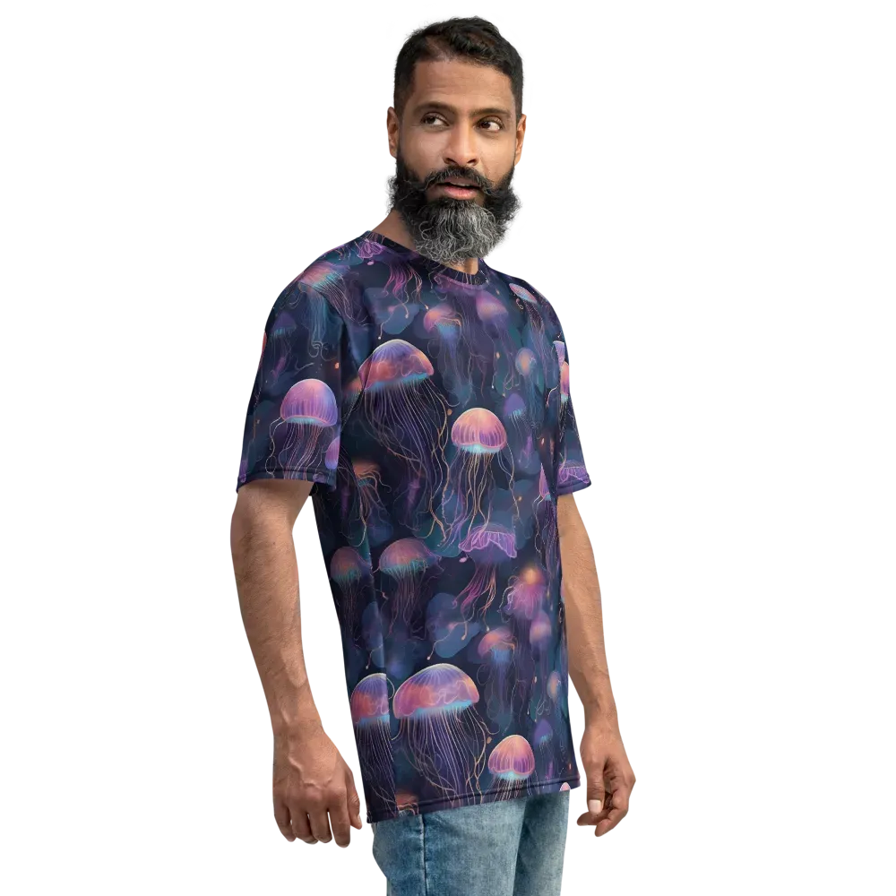 Neon Moon Jelly on Men's Crew Neck T-Shirt — Right