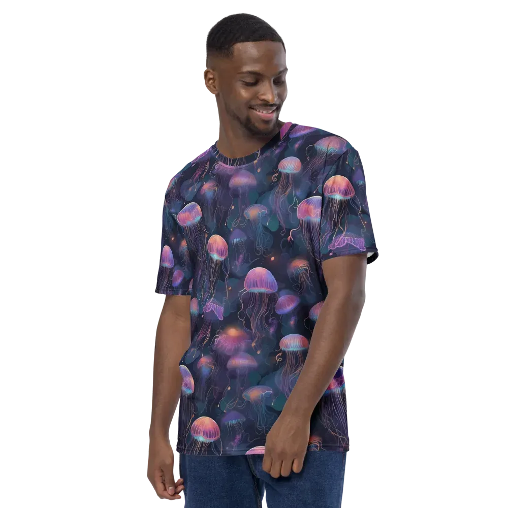 Neon Moon Jelly on Men's Crew Neck T-Shirt — Left
