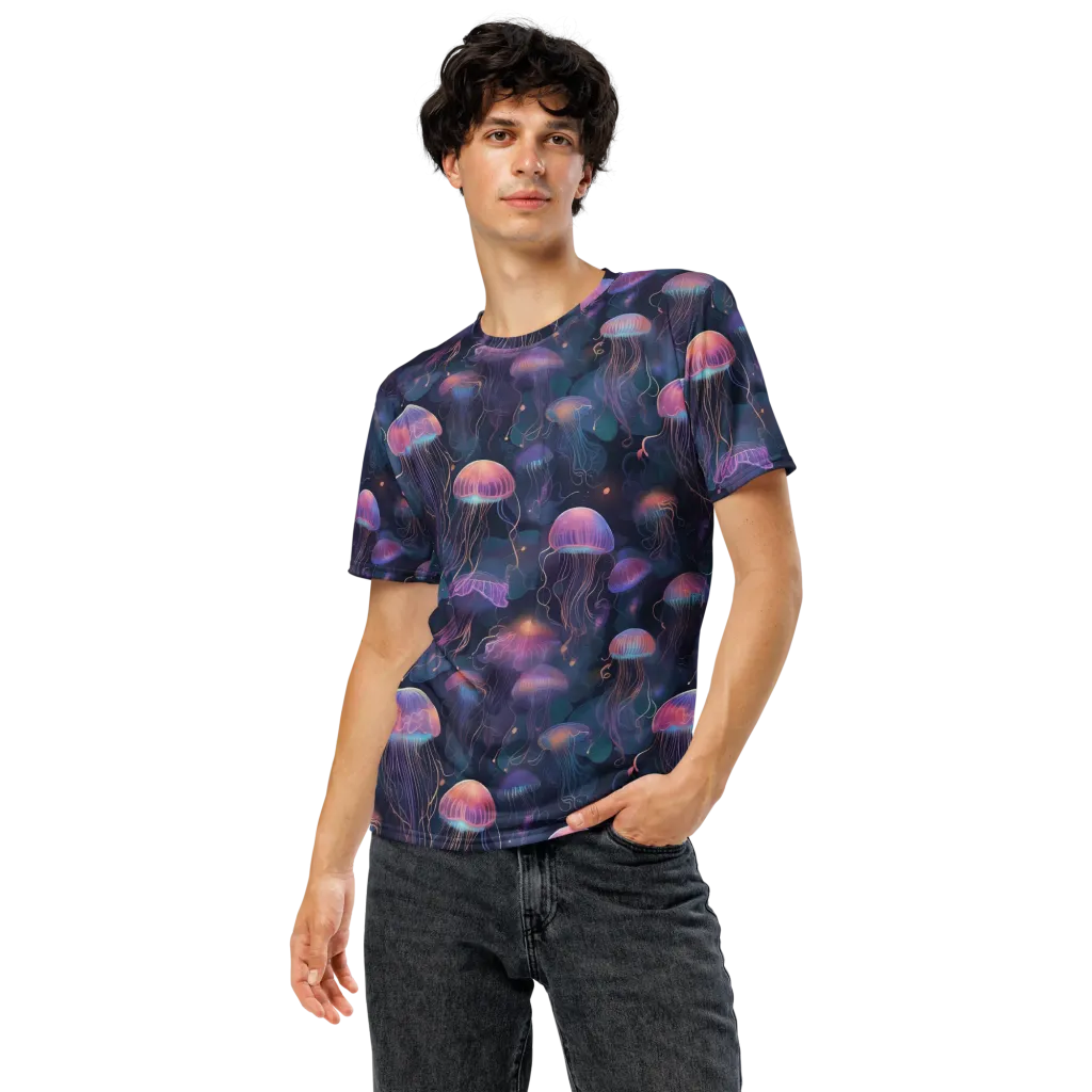 Neon Moon Jelly on Men's Crew Neck T-Shirt — Front