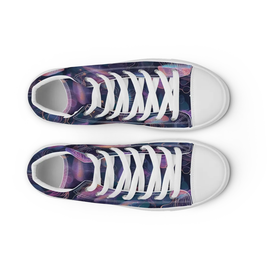 Neon Moon Jelly on Men's High Top Canvas Shoes — Front