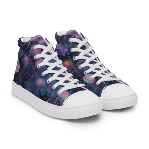 Neon Moon Jelly on a Men's High Top Canvas Shoes