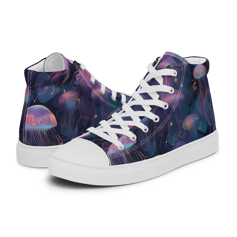 Neon Moon Jelly on Men's High Top Canvas Shoes — Left