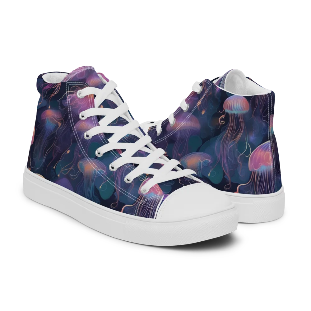 Neon Moon Jelly on Men's High Top Canvas Shoes — Right