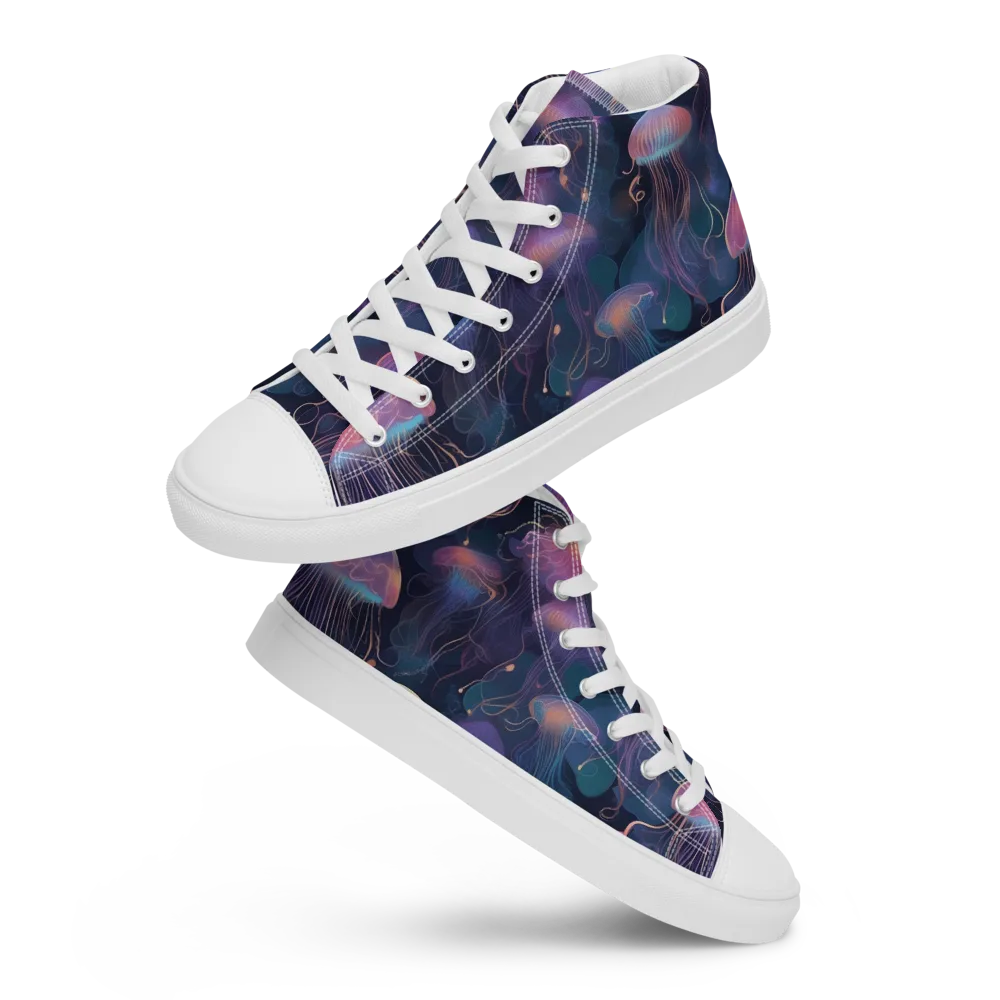 Neon Moon Jelly on Men's High Top Canvas Shoes — Front