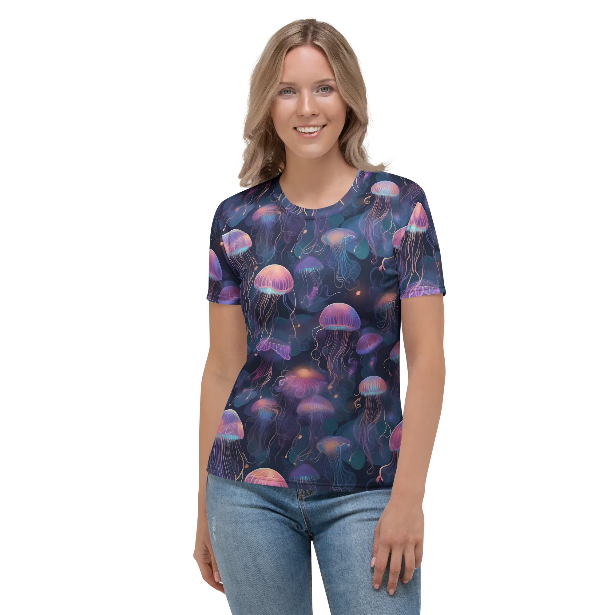 Neon Moon Jelly on Women's Crew Neck T-Shirt — Front