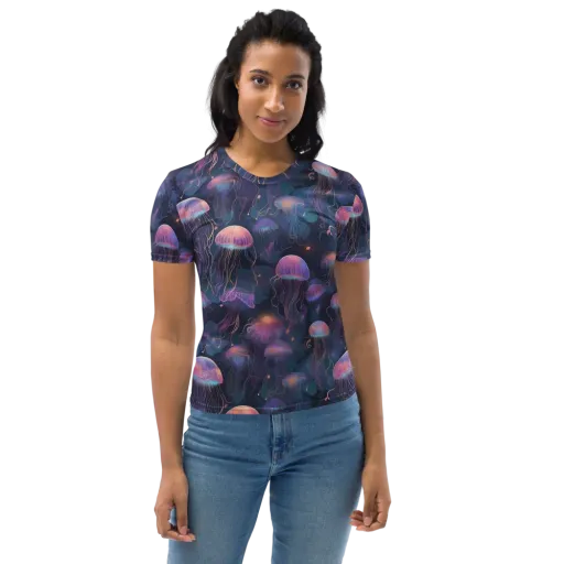 Neon Moon Jelly on a Women's Crew Neck T-Shirt