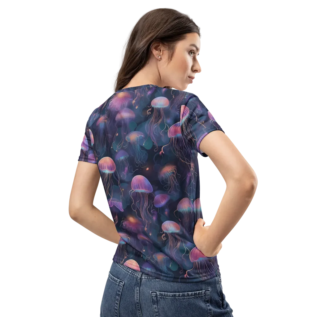 Neon Moon Jelly on Women's Crew Neck T-Shirt — Back