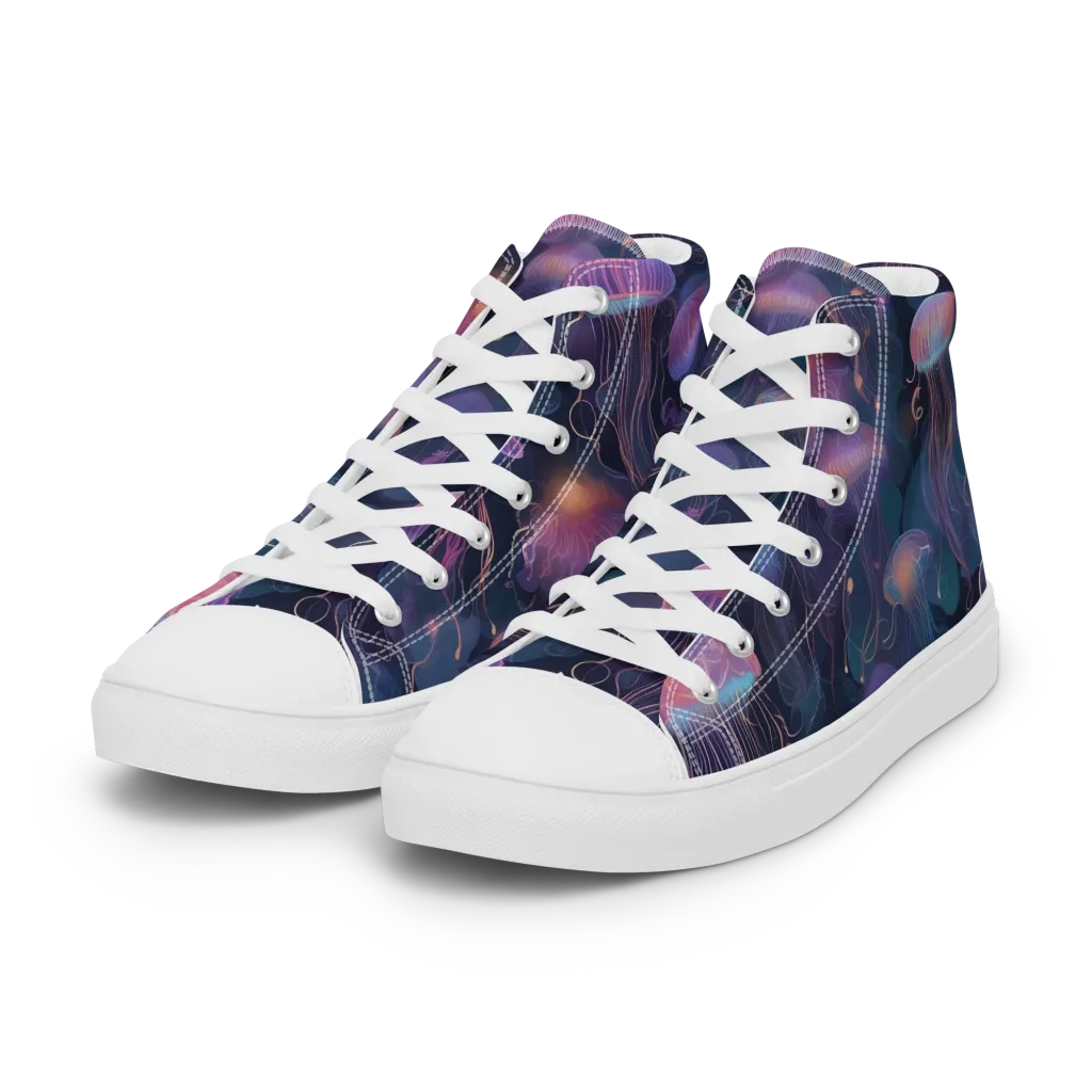 Neon Moon Jelly on Women's High Top Canvas Shoes — Left Front