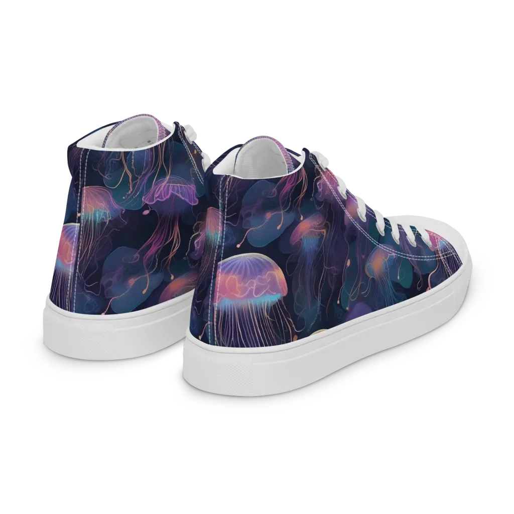 Neon Moon Jelly on Women's High Top Canvas Shoes — Right Back