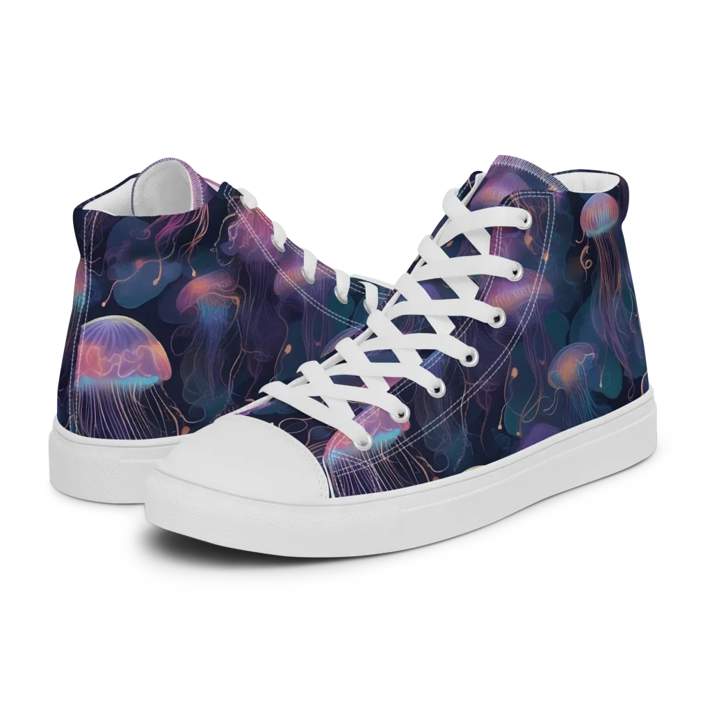 Neon Moon Jelly on Women's High Top Canvas Shoes — Left